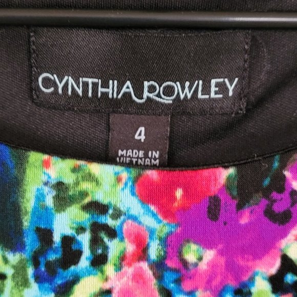 Cynthia Rowley Sleeveless Bright Floral Print Dress Comfy Stretch Size 4 - Picture 12 of 16